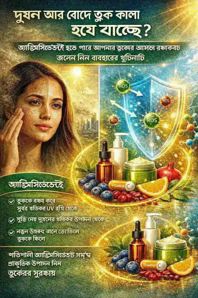 দূষণ ও রোদে ত্বক কালো? অ্যান্টিঅক্সিডেন্টেই আসল সুরক্ষা