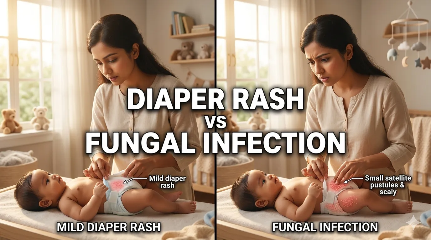 ডায়াপার র‍্যাশ নাকি ফাঙ্গাল? পার্থক্য ও চিকিৎসা